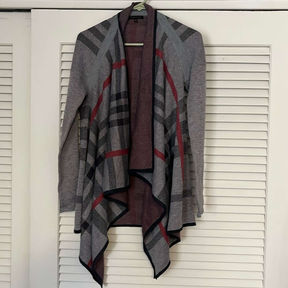 Staccato Striped Purple Grey Cardigan Sweater Open Front Size M/L